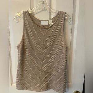 Liz Claiborne Taupe Chevron Knit Tank Top